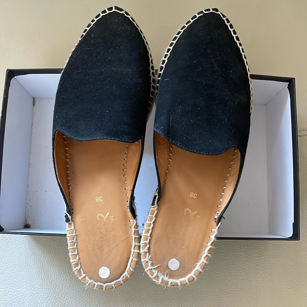 Leather Black Mule Espadrille Made in Spain 38 U.S 7.5